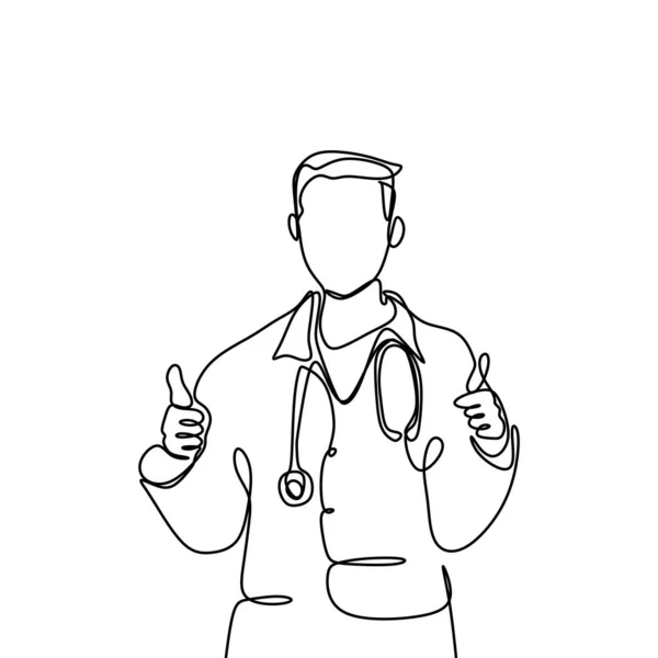 Doctor One Line Drawing Minimalist Design — Stock Vector