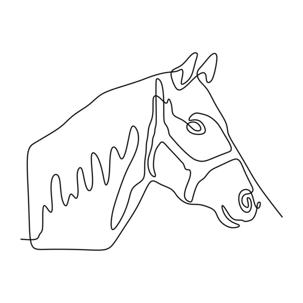 Continuous one line horse head minimalist design vector illustration minimalism style — Stock Vector