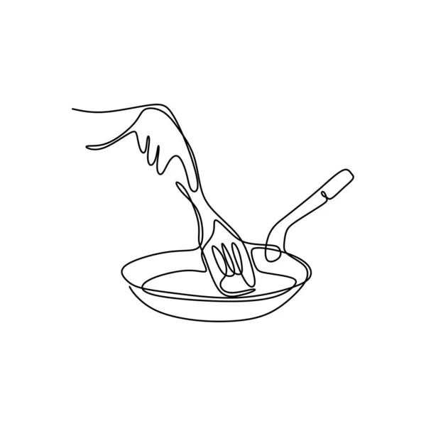 Cooking One Line Drawing Minimalist Design — Stock Vector