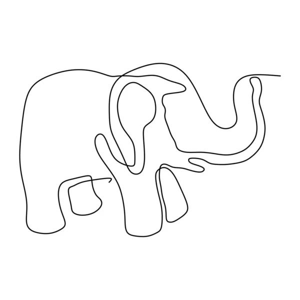 Éléphant Une Ligne Dessin Minimalisme — Image vectorielle