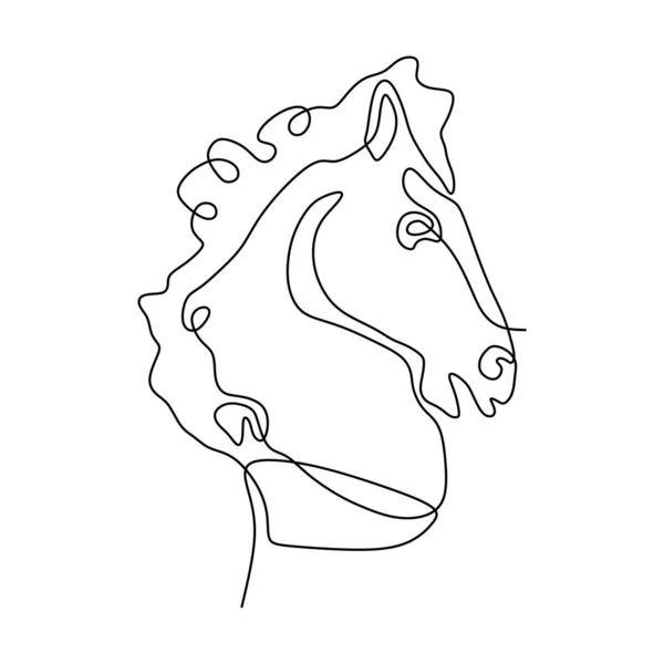Continuous uma linha cabeça de cavalo design minimalista vetor ilustração estilo minimalismo — Vetor de Stock