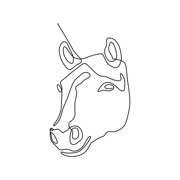 Une ligne continue tête de cheval design minimaliste illustration vectorielle style minimalisme — Image vectorielle