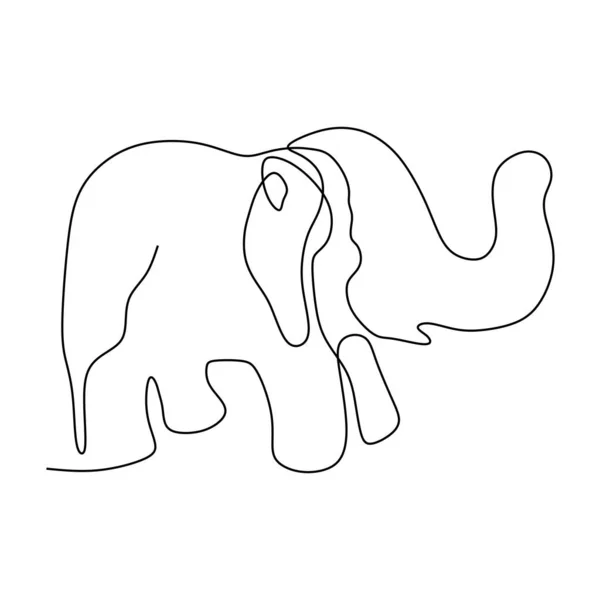 Elefante Una Línea Dibujo Minimalismo — Archivo Imágenes Vectoriales