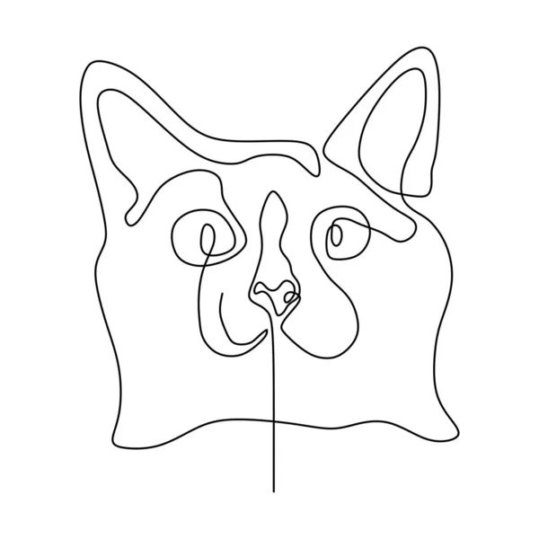 Gato Cara Una Línea Dibujo — Vector de stock