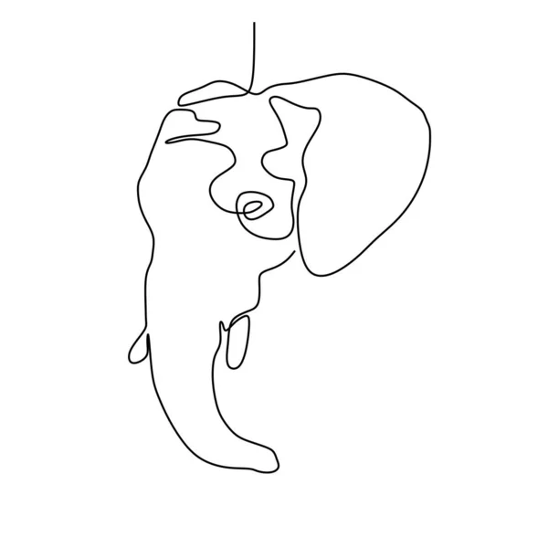 Elefantenkopf Eine Linie Zeichnen Minimalismus — Stockvektor