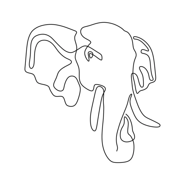 Elefant Eine Linie Zeichnen Minimalismus — Stockvektor
