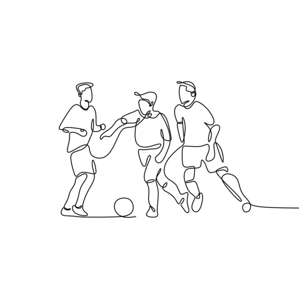 Jugador Fútbol Una Línea Dibujo — Archivo Imágenes Vectoriales