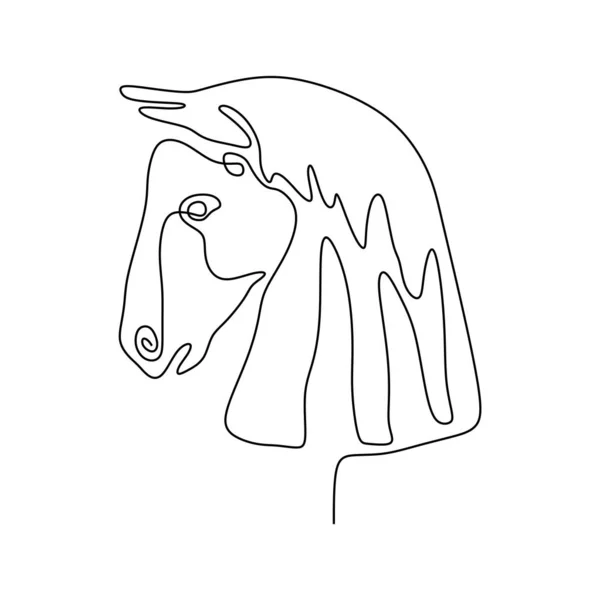 Melanjutkan satu baris kepala kuda desain minimalis vektor gambar gaya minimalisme - Stok Vektor