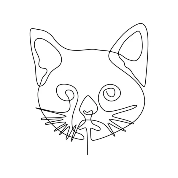 Gato Cara Una Línea Dibujo — Vector de stock