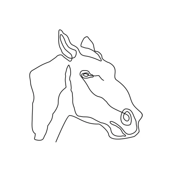 Cabeza de caballo continua de una línea minimalista diseño vector ilustración minimalismo estilo — Vector de stock
