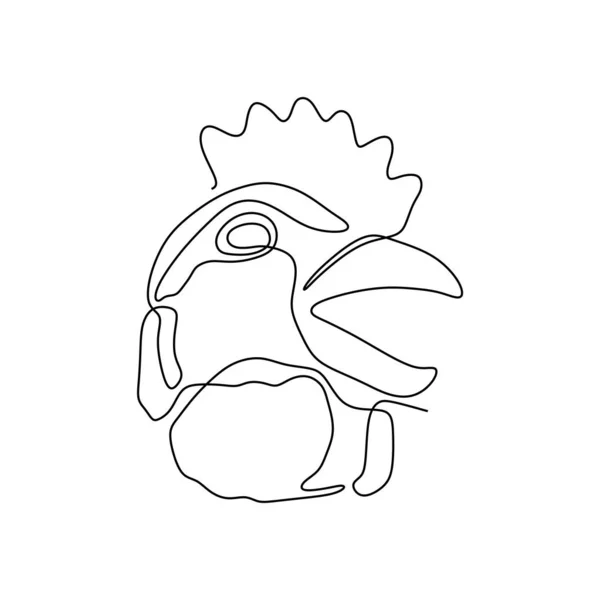 Una línea continua de dibujo de gallo duro para el negocio avícola — Vector de stock