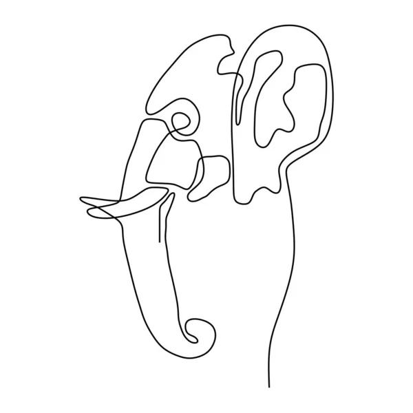 Κεφαλή Ελέφαντα Μία Γραμμή Σχέδιο Ελάχιστη — Διανυσματικό Αρχείο