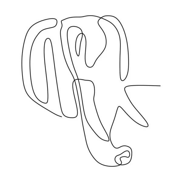 Tête Éléphant Dessin Ligne — Image vectorielle