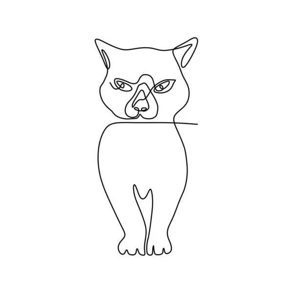 Cat Face One Line Drawing — Stock Vector