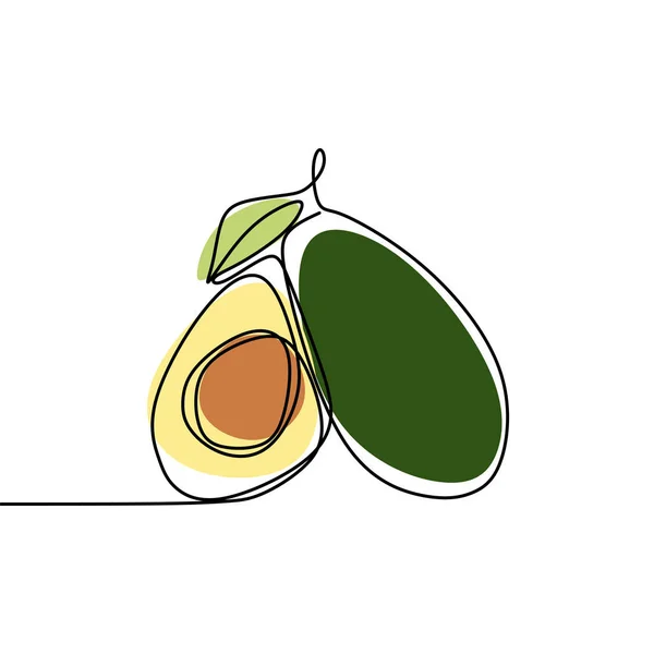 Avocat Dessin Une Ligne Fruits — Image vectorielle