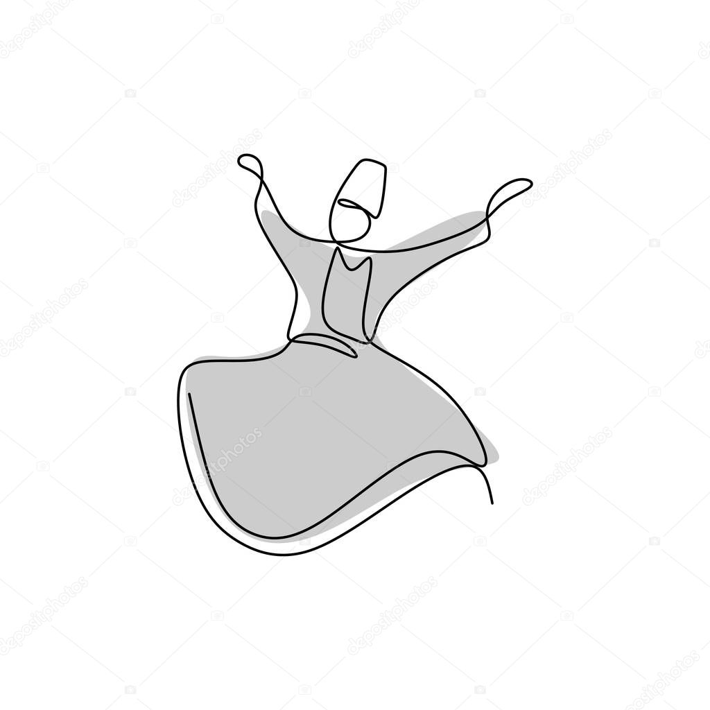 Whirling dervish one line drawing