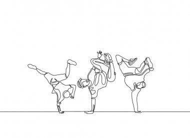 breakdance bir çizgi çizim minimalist tasarım