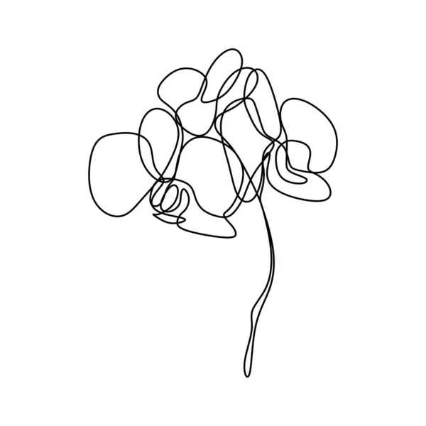 Flor de orquídea dibujada a mano. Una línea dibujando vector de ilustración continua. Diseño de arte minimalista de minimalismo sobre fondo blanco . — Archivo Imágenes Vectoriales