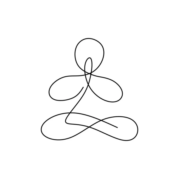 Yoga minimalist soyut çizim yapan adam sürekli bir çizgi çizim. Vektör illüstrasyon minimalizm sağlıklı yaşam teması. — Stok Vektör