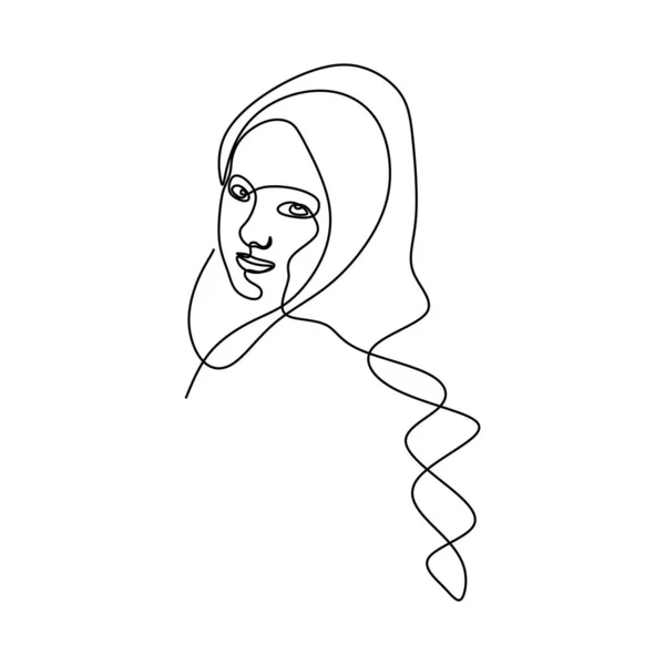 Abstrait fille visage minimalisme ligne continue dessin vectoriel illustration design minimaliste. Portrait de femme artistique avec un style linéaire . — Image vectorielle