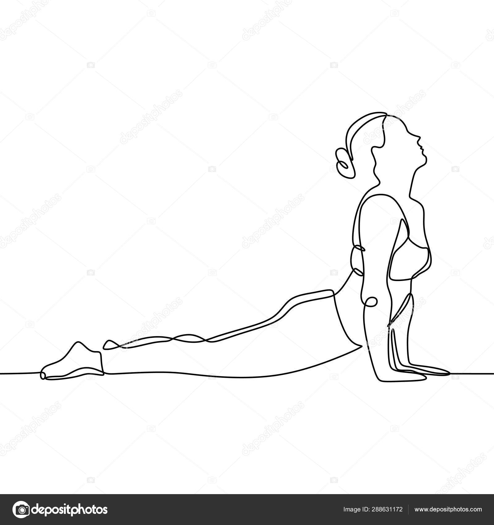Continuous line drawing of yoga aerobic girl minimalism design sport