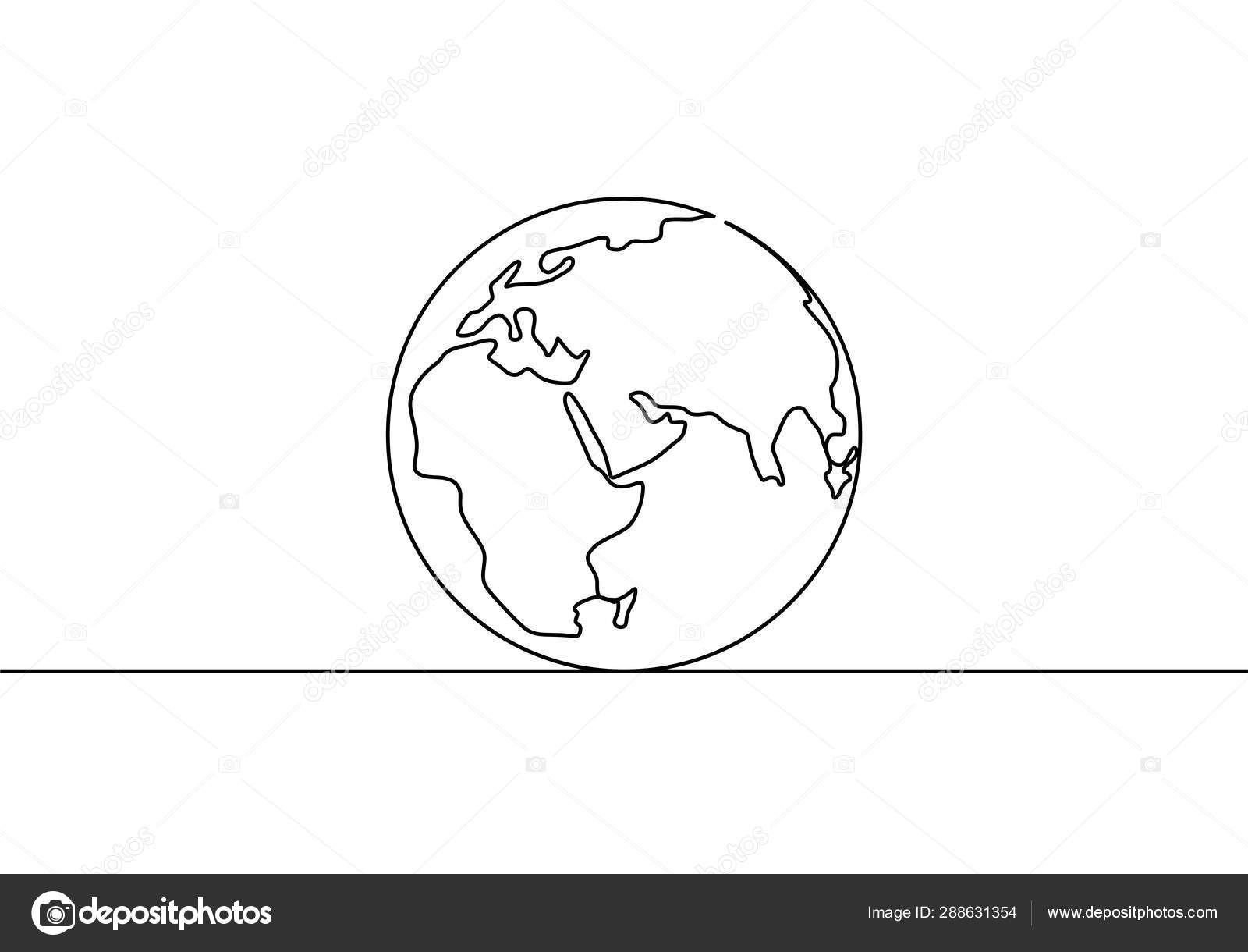 Earth Globe One Line Drawing Of World Map Vector Illustration Minimalist Design Of Minimalism Isolated On White Background Stock Vector Image By C Ngupakarti
