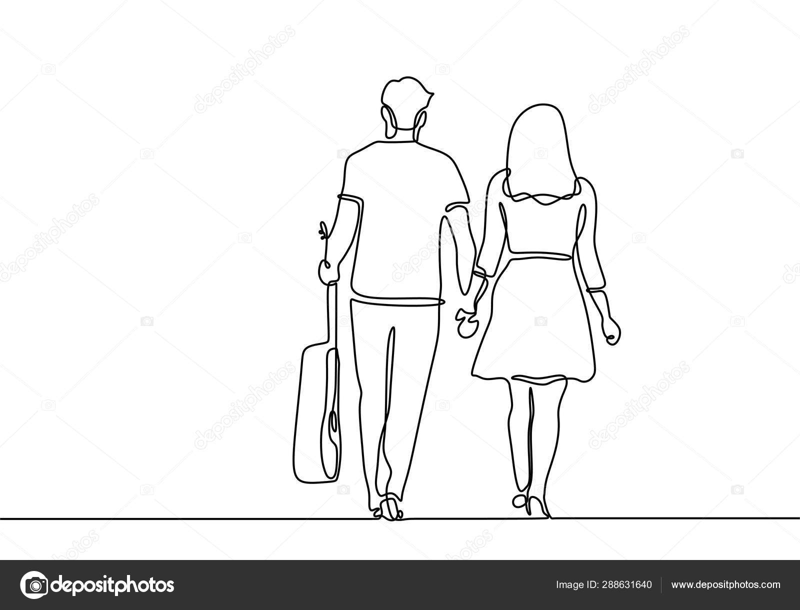Couple holding hands drawing - Vector - Download Graphics & Vectors