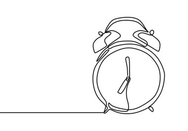 7 keskin sürekli bir çizgi beyaz arka planda minimalist tasarım çizim çalar saat