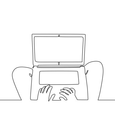 Dizüstü bilgisayar minimalist tasarım yazmak yazma sürekli çizgi çizimi