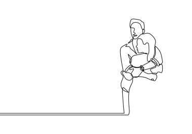 Çift sarılmak sürekli çizgi çizim