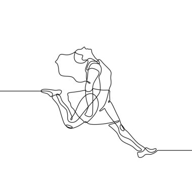 Kadın dans ve elbise ile atlama sürekli çizgi çizim