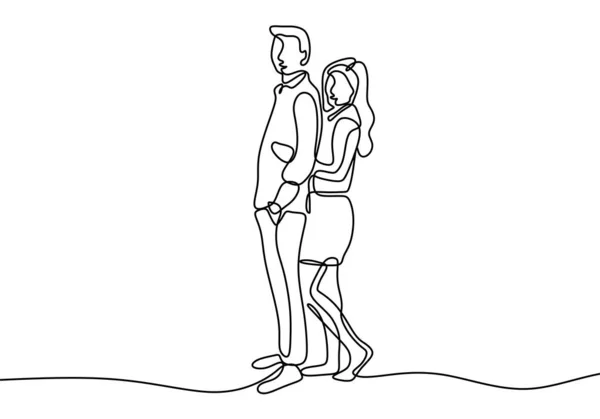 Couple continu une ligne dessin design minimaliste isolé sur fond blanc — Image vectorielle