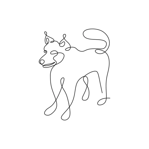 Línea de perro arte continuo dibujado a mano diseño de minimalismo único sobre fondo blanco — Vector de stock