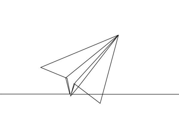 Papier Plane line tekening continu één Lineart design minimalisme — Stockvector