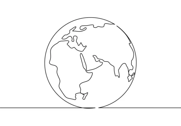 Projeto contínuo do globo da terra do mundo do estilo de uma linha. Ilustração de vetor de estilo minimalista moderno simples em fundo branco . —  Vetores de Stock