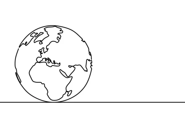 One line style world earth globe continuous design. Simple modern minimalistic style vector illustration on white background. — Stock Vector