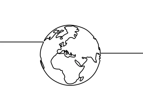 Projeto contínuo do globo da terra do mundo do estilo de uma linha. Ilustração de vetor de estilo minimalista moderno simples em fundo branco . —  Vetores de Stock