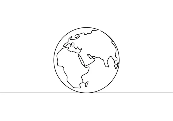 Earth globe egy vonal rajz világtérkép vektor illusztráció minimalista design minimalizmus elszigetelt fehér háttér — Stock Vector