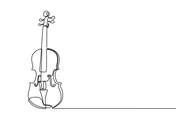 Violin kontinuerlig linje ritning minimalistisk design — Stock vektor