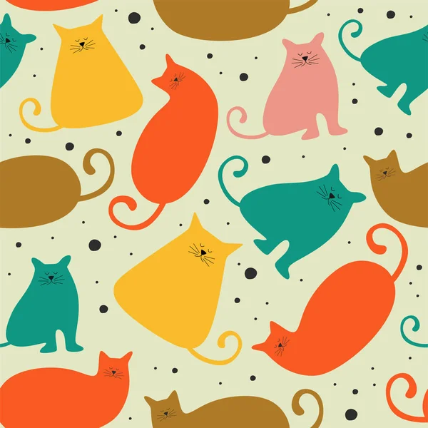 Sömlös mönster med söta kattungar katt i olika stil skandinavisk ritning. Kreativ barnslig konsistens. Perfekt för tyg, textil vektor illustration — Stock vektor