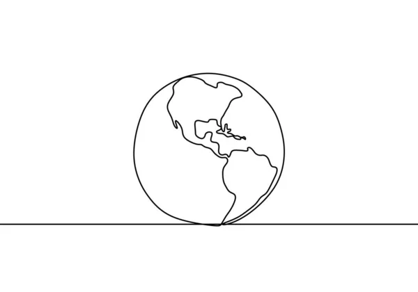 Однолинейный стиль мирового земного шара непрерывного дизайна. Простая современная векторная иллюстрация в стиле минимализма на белом фоне . — стоковый вектор