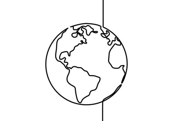 Земной шар одна линия рисунок вектора карты мира иллюстрация минималистский дизайн минимализма изолированы на белом фоне — стоковый вектор