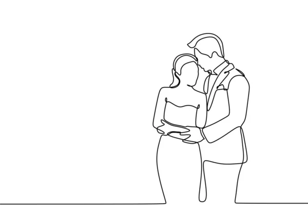 Pareja romántico una línea dibujo minimalismo diseño — Archivo Imágenes Vectoriales