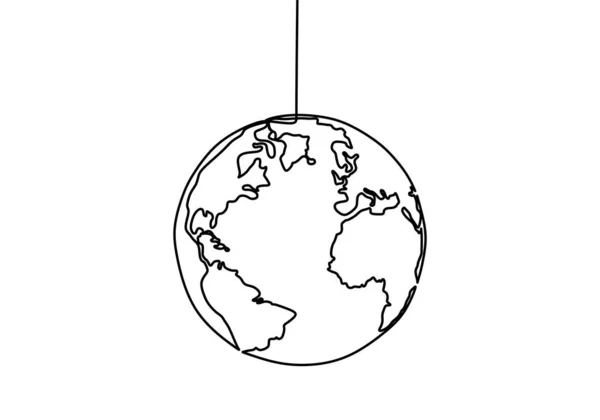 Globo da Terra um desenho de linha de mapa do mundo ilustração vetorial design minimalista de minimalismo isolado no fundo branco — Vetor de Stock