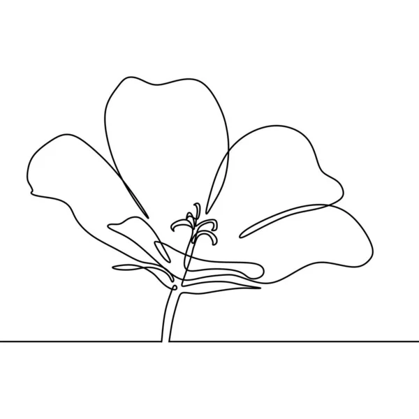 Continuous line drawing of blossom rising flower minimalism design — Stock Vector