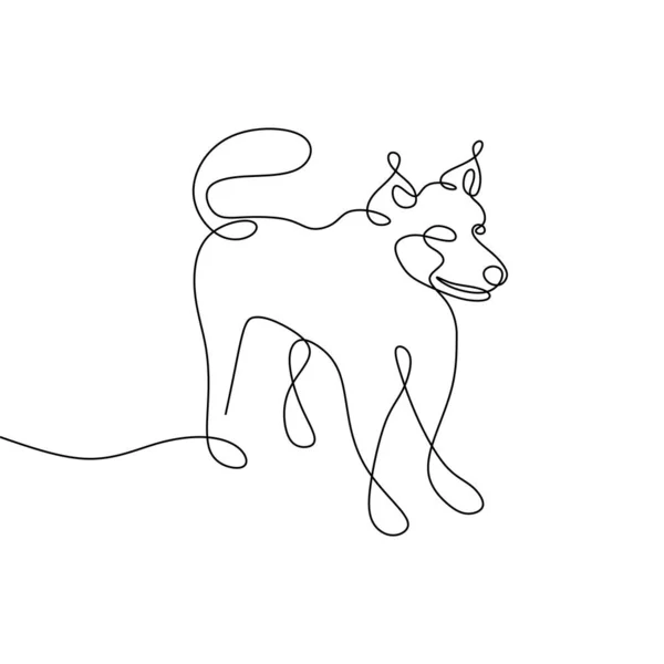 Dibujo de línea continua de minimalismo perro lineal diseño dibujado a mano sola — Vector de stock