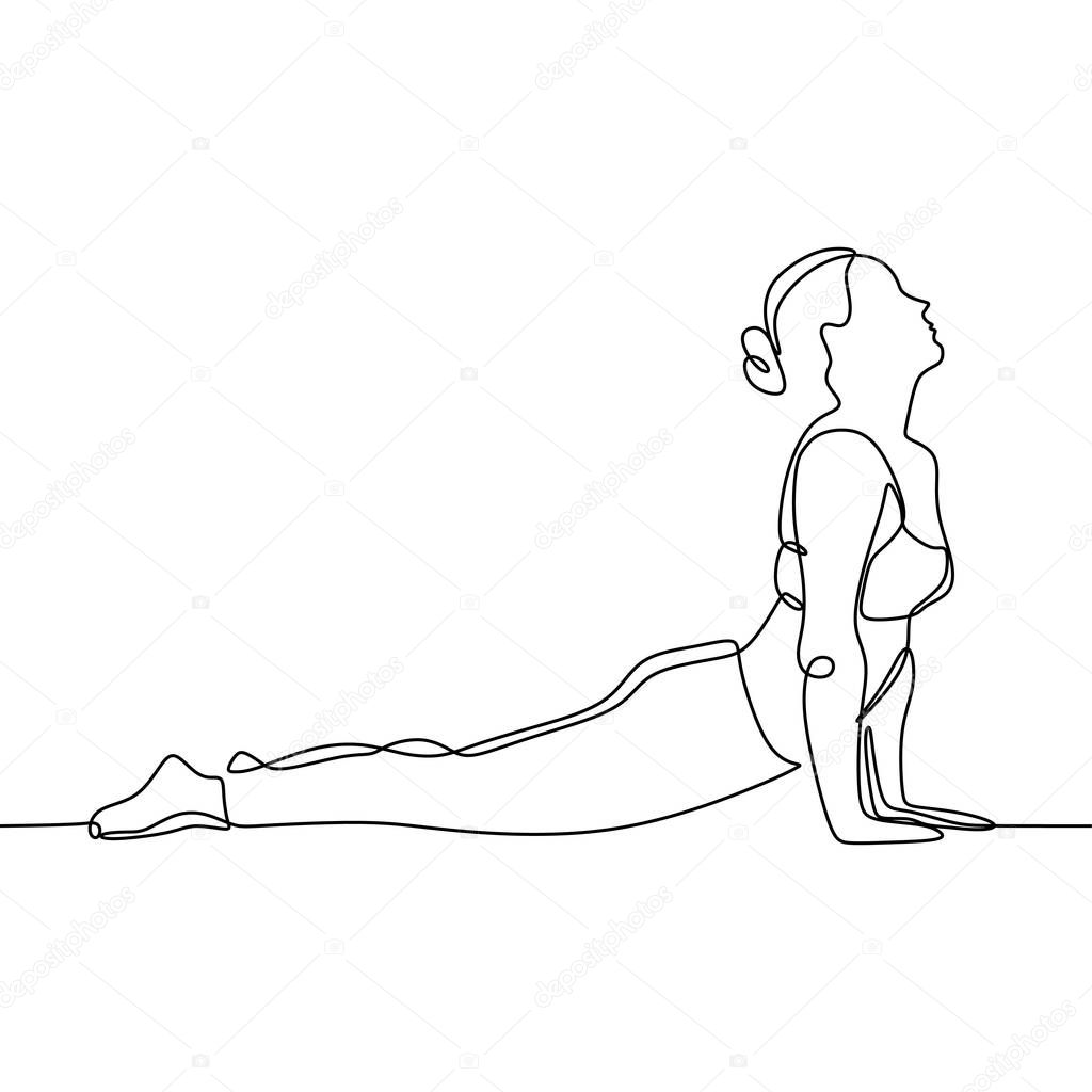 Continuous line drawing of yoga aerobic girl minimalism design sport theme