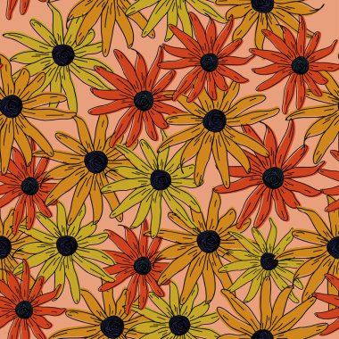 Dikişsiz çizim vintage tasarım ile Çiçek desen. Vektör illüstrasyon giyim moda tekstil baskı için hazır tekrar.