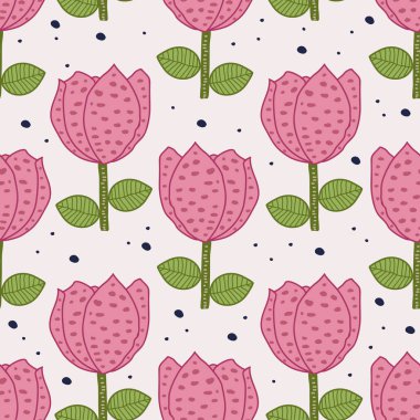 İskandinav çiçekleri dikişsiz desen. Moda tekstil baskı ve sarma için gül çiçek çizim pastel renkler arka plan vektör illüstrasyon