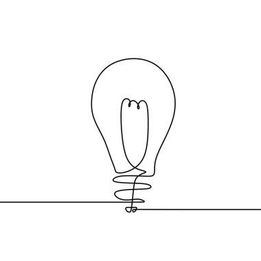 aydınlatma ampulsürekli bir çizgi çizim akıllı fikir tema minimalist tasarım